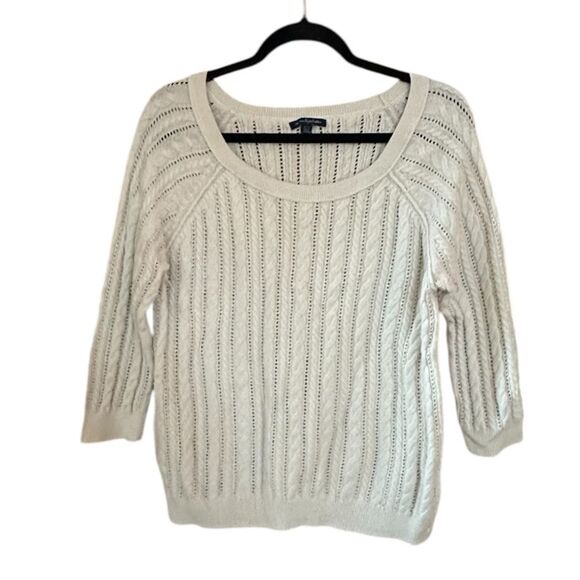 American Eagle Sweater Lightweight, Soft Cable Knit, Scoop Neck. Size XL Cream - Picture 1 of 6